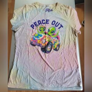 Vintage Lisa Frank Peace Out Alien tie-dye t-shirt Size XL